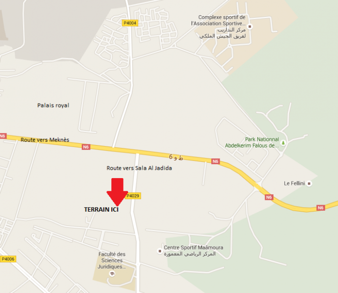 Lot de terrain titré 1340 m2 proche palais royal, Salé